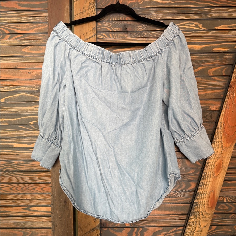Women's Off-Shoulder Light Blue Top